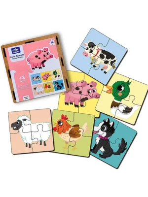 Mini Leaves Set of 6 Farm Animals Jigsaw Puzzle 24 Pieces