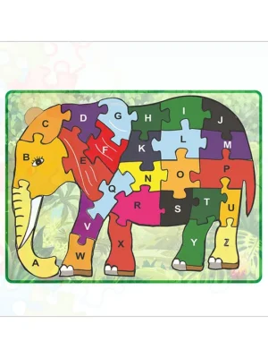 Alphabet Jigsaw Puzzle Elephant Shape Multicolor 26 Pieces