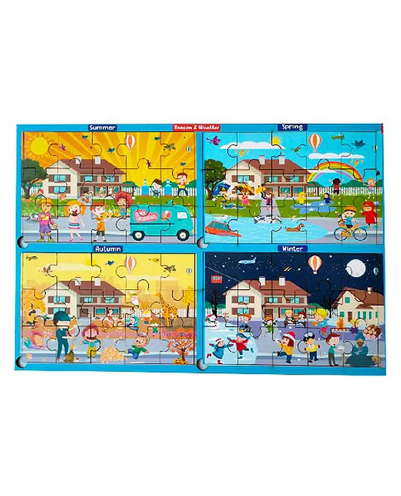 Wooden Floor Jigsaw Puzzle on Season and Weather Multicolor 60 Pieces