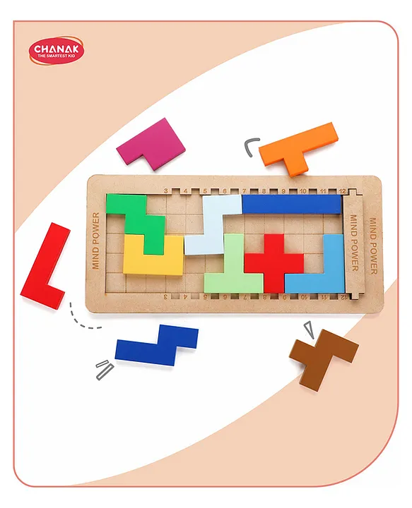 Mind Power Game for Kids Wooden Jigsaw Tetris Puzzle Brain Booster Building Blocks Russian Block Puzzle for Kids Suitable for Kids Above 6 Years