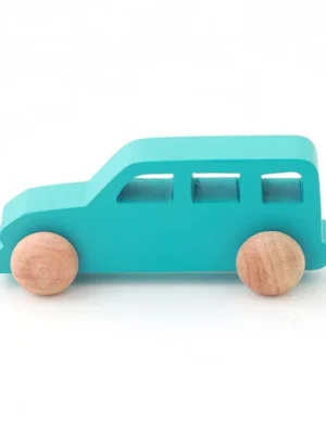 Ariro Free Wheel Ivory Wood Jeep Toy Blue