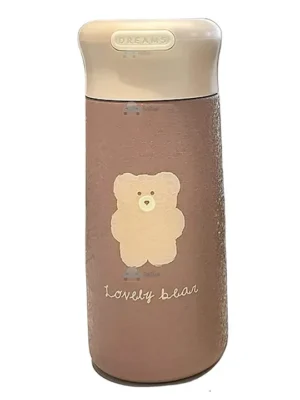 BPA Free Double Walled Insulated Stainless Steel Cartoon Print Water Bottle Brown 350 ML