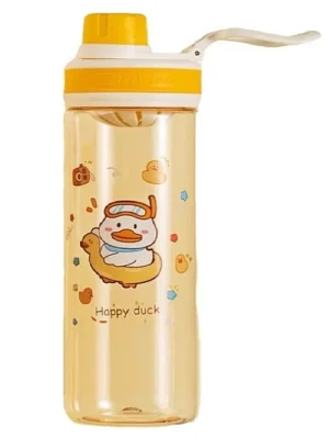 BPA Free AntiLeak Cartoon Print Water Bottle Beige 550 ML