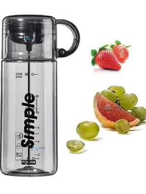 Fruit Infuser Detox Water Bottle BPAFree Stylish Water Bottle with Rod & ebook Black 620 ml