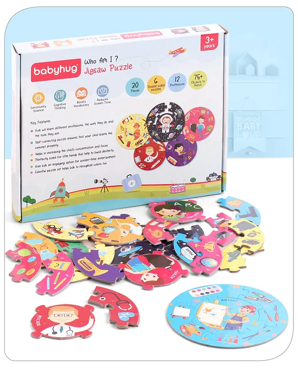 30 Pcs Jigsaw Puzzle6 in 1 Double Side Montessori Learning and Educational Puzzles with 12 Professions for 24 Years KidsImproves Motor Skills and Hand Eye CoordinationGifting ToyBIS Certified