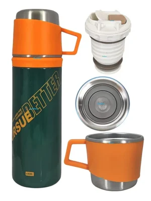 Double Wall Vacuum Insulated Stainless Steel Water Bottle Green 400 ML