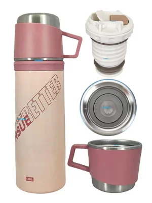 Double Wall Vacuum Insulated Stainless Steel Water Bottle Pink 400 ML