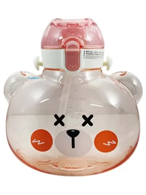 Cartoon Water Bottle with Straw White 1000 ml