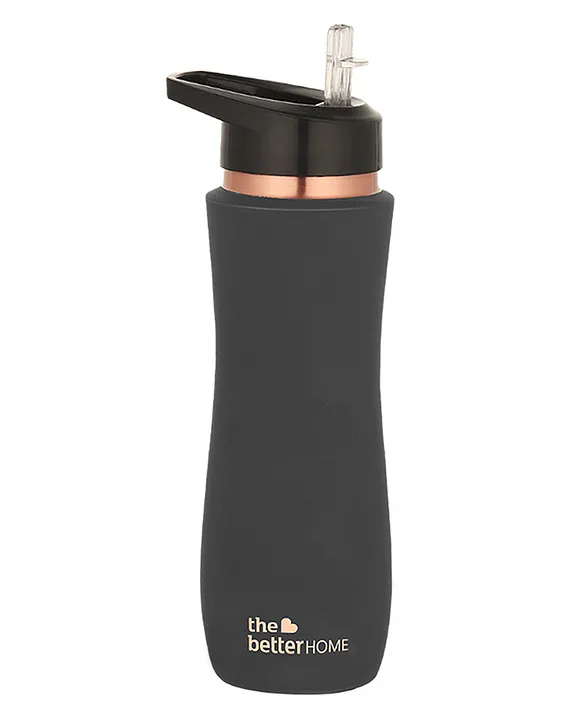 Water Bottle With Sipper 100% Pure Copper Bottle BPA Free & Non Toxic Water Bottle With Anti Oxidant Properties of Copper Grey 700ml