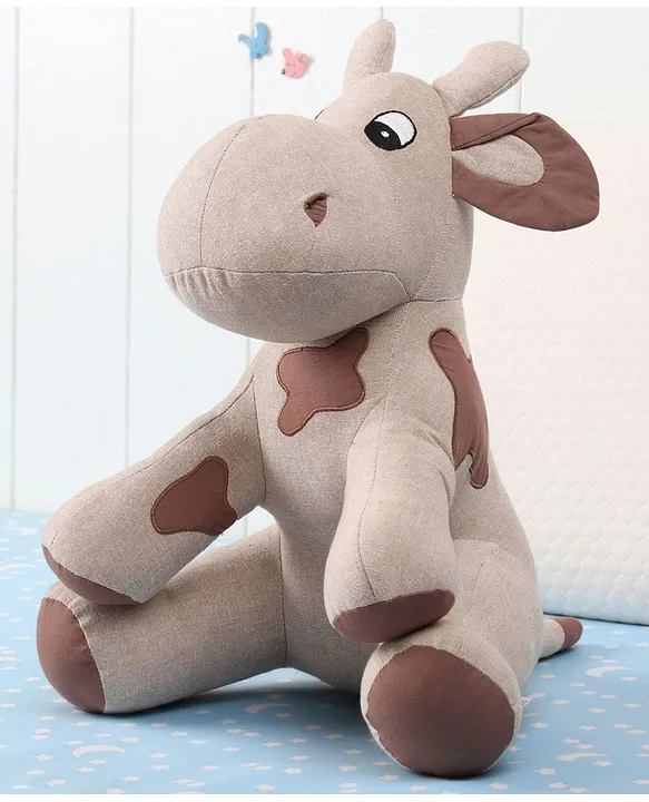 Moo Cow Plush Toy Brown Soft Cotton Cuddly Toy for Babies Adorable Moo Cow Design Safe for Snuggling Ideal Gifting Toy Height 35 BIS Certified
