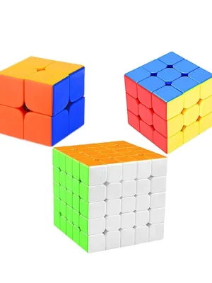Combo Set of 2X2 3X3 5X5 High Speed Stickerless Magic Cube Puzzle color may vary