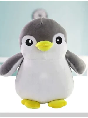 Cute Penguin Soft Toy White Grey Height 28 cm