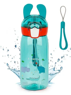 Bunny Ear Theme Water Bottle With Straw Green 550 ml