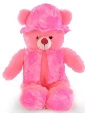 Goldenhub Teddy Bear Standing With Jacket & Cap Pink Height 60 Cm