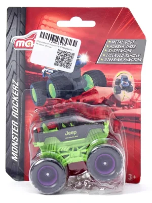 Majorette Rockerz Assortment Jeepbrubicon Die Cast and Free Wheel Toy Monster Truck Green