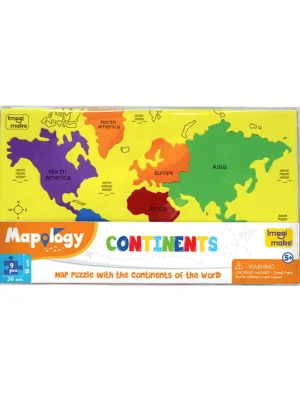 Mapology Continents Map Puzzle 9 Pieces (Color May Vary)