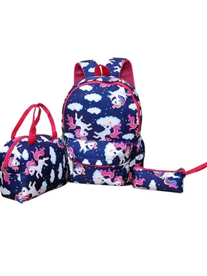 Happile School Bag Blue 20 L School Bag 3 Pcs Combo Set Blue Height 16.5 Inches