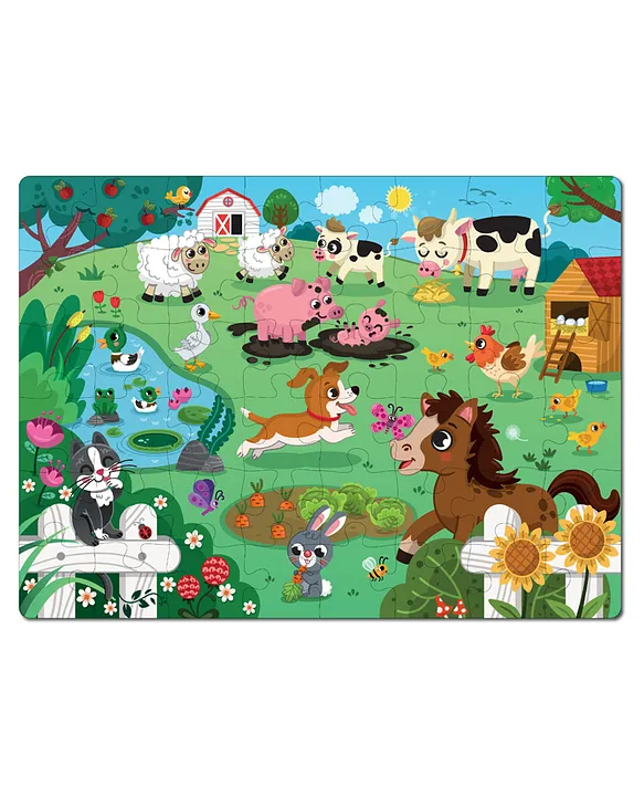 Mini Leaves Farm Animal Wooden Floor Puzzle Multicolor 48 Pieces