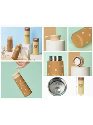 Bear Print Anti Leak Spill Proof Stainless Steel Double Wall Vacuum Insulated Flask Bottle 350 ml (Color May Vary)