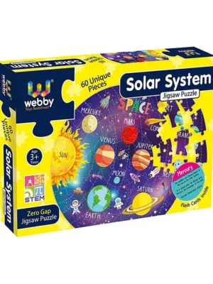 Jigsaw Floor Puzzle With Flash Card Solar System Purple 60 Pieces