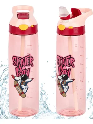 AntiLeak NonToxic & BPA Free Kids Water Bottle With Straw Red 790 ml