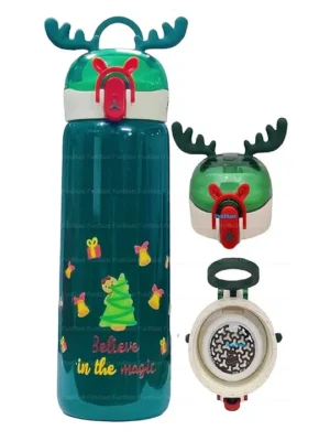 Stainless Steel Vacuum Water Bottle with Lock button Green 440 ml