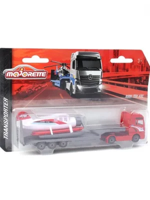 Majorette Transporter Die Cast Free Wheel Mercedes Benz Toy Truck Red White