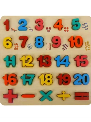 Wooden Puzzle Educational and Learning Toy 3D Numbers Multicolour