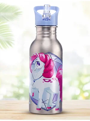 Unicorn Theme Stainless Steel Color Changing Magic Bottle PurpleLeak ResistantBPA FreeRust Proof 600 ml