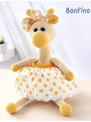 Premium Handmade Crochet Giraffe Toy for Baby Stuffed Animal Toy for Newborn Cute Soft Toy for Toddlers Boys & Girls Made with 100% Knitted Cotton Birthday Gift Yellow