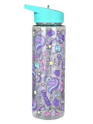 SmilyKiddos Sipper Water Bottle With Flip Top Nozzle Unicorn Theme Green 750 ml