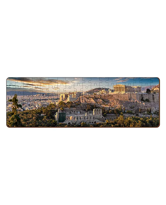 Mini Leaves Panorama View Athens Greece 108 Pieces Wooden Puzzle Multicolor