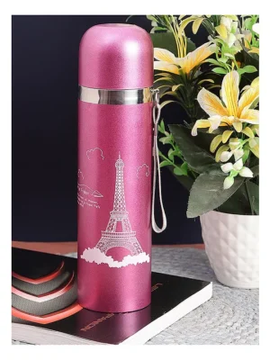 Passion Petals BPA Free Double Walled Vacuum Insulated Stainless Steel Water Bottle Pink 500 ml
