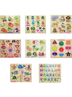 Bitfeex Kids Fort Pre Nursery Educational Jigsaw Puzzles Adults Kids Learning Toys Vegetables Number Animals Body Part Fruits Shape & Color Sea Animals Alphabets Set Of 8 Wooden Puzzle 90 Pieces
