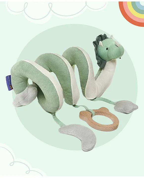 Snakes Spiral Activity Soft Plush Toy To Wrap Around Baby Cot Green Length 32 Cm