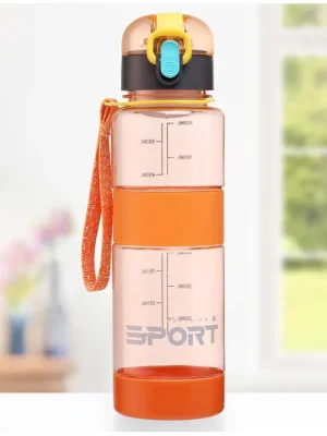 Water Bottle with Push Button Cap Orange 600 ml