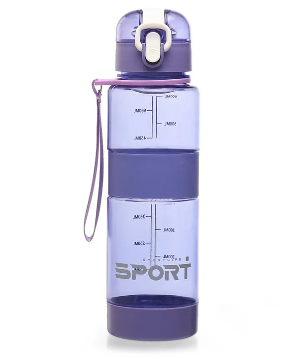 Water Bottle with Push Button Cap Purple 600 ml
