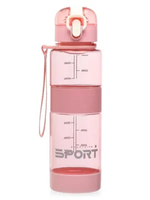 Water Bottle with Push Button Cap Pink 600 ml