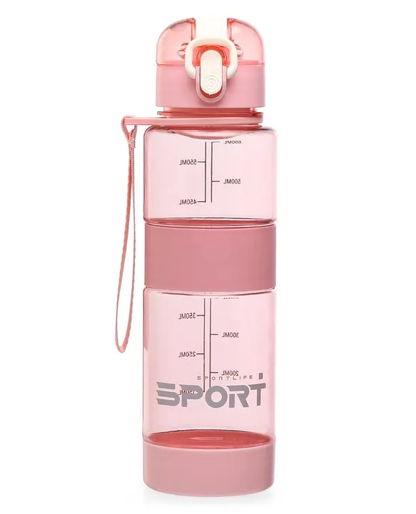 Water Bottle with Push Button Cap Pink 600 ml