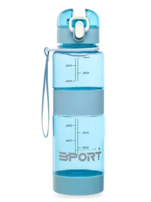 Water Bottle with Push Button Cap Blue 600 ml