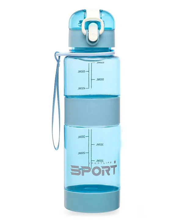 Water Bottle with Push Button Cap Blue 600 ml