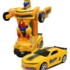 YAMAMA Battery Operated Auto Convertible Robot Car Toy for Kids Transforming Robot Sport Car Toy Yellow