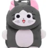 Frantic Premium Quality Soft Design Grey Cat Flap Bag for Kids 14 Inches