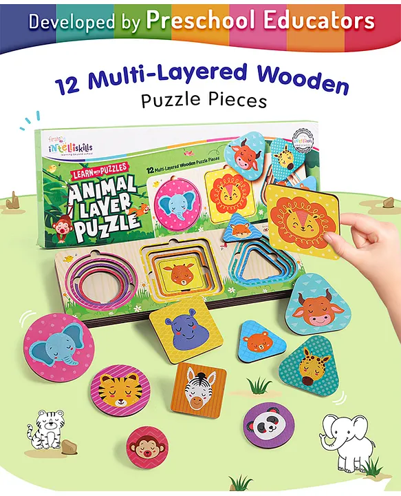 Premium Wooden Animal Layer Puzzle 12 Pieces
