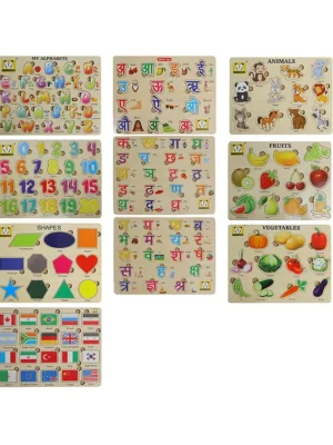 Wooden Puzzle without Knobs Educational and Learning Toy for Kids Set 10 160 Pieces
