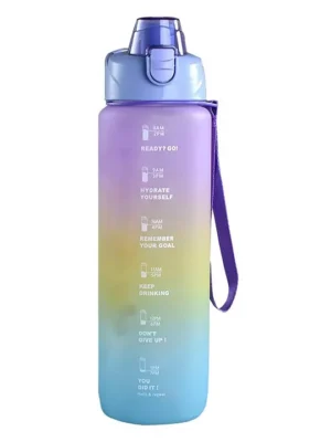 House of Quirk 1L Water Bottles with Time Markings BPA Free multicolor