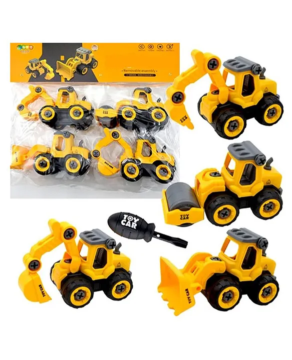 YAMAMA Removable And Assembly DIY Construction Engineering Car Toy With Screwdriver For Kids And Toddlers 4 Peces Multicolor