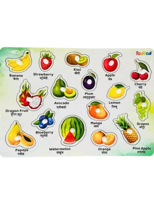 Wooden Fruits Puzzle With Knob Multicolour 16 Pieces