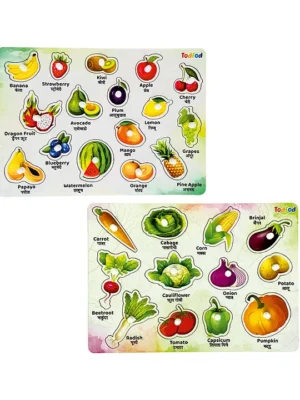Wooden Fruits & Vegetable Puzzle 2 Pieces Multicolour