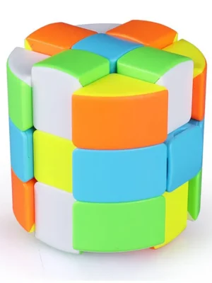 Sanjary Cylinder Magic High Speed Professional 3 Layer Cube 3x3x3 Round Rotating Smooth Cube Multicolor